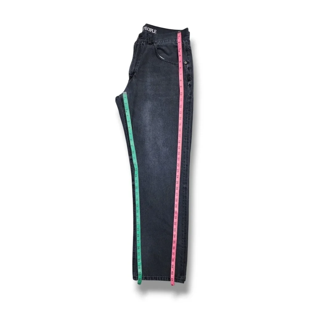 Indigo People Faded Black Baggy Straight‎ Leg Denim Jeans Men's 34x31